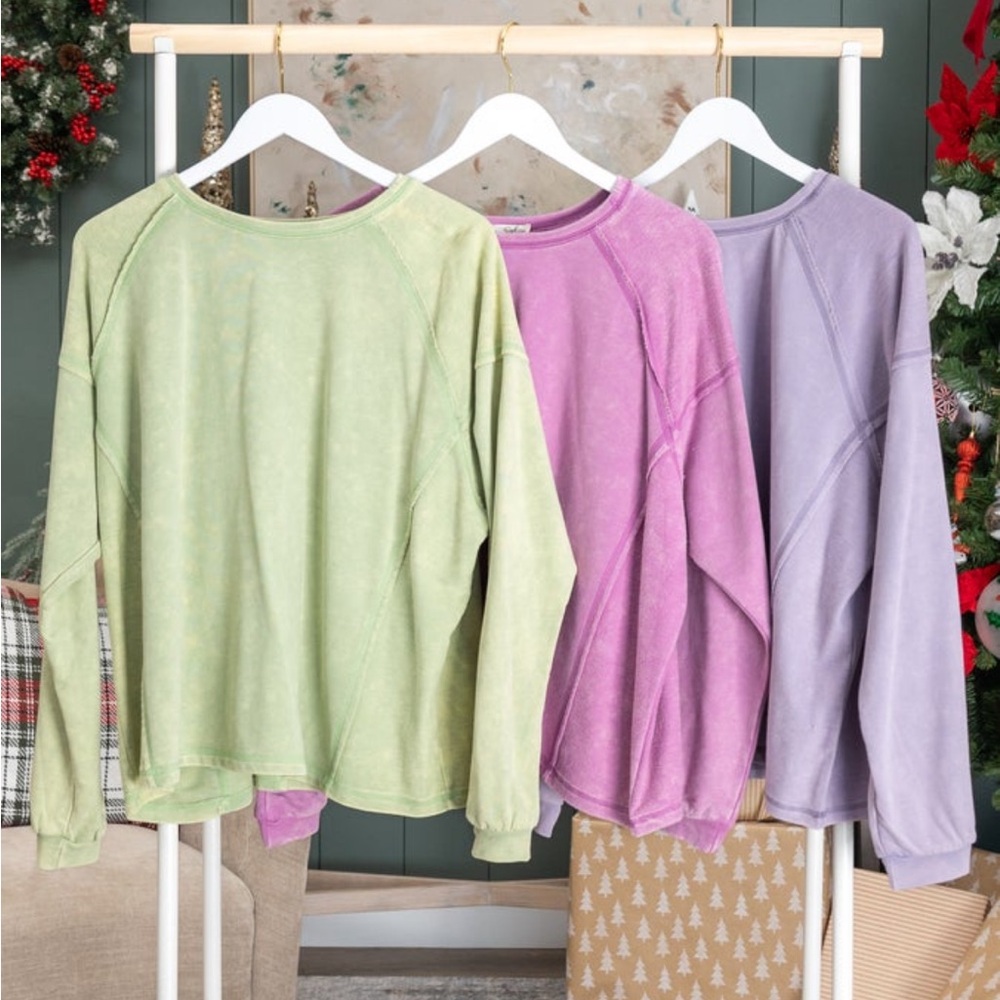 Easel terry knit sage pullover